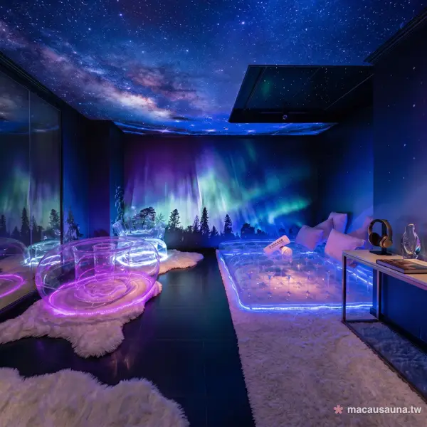 晉會MCLUB星空極光主題按摩浴池，澳門桑拿水療泡泡浴主題房